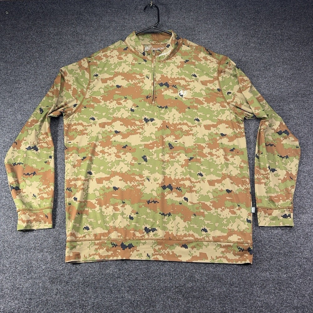 Swing Juice Mens Camo Military Print 1/4 Zip Golf Performance Pullover Bamboo L